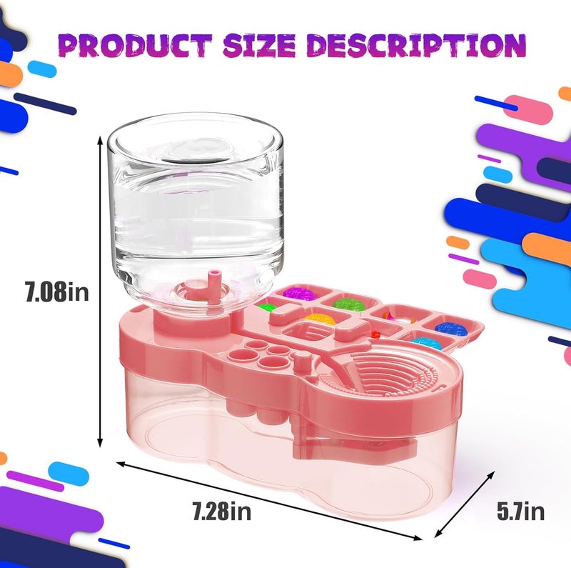 ACGASK 3-in-1 Paint Brush Cleaner Cup – Water Recycling Rinser with Holder & Palette | Multifunctional Acrylic Paint Water Cup for Kids & Artists | Art Supplies for Painting Station，Pink - Image 3